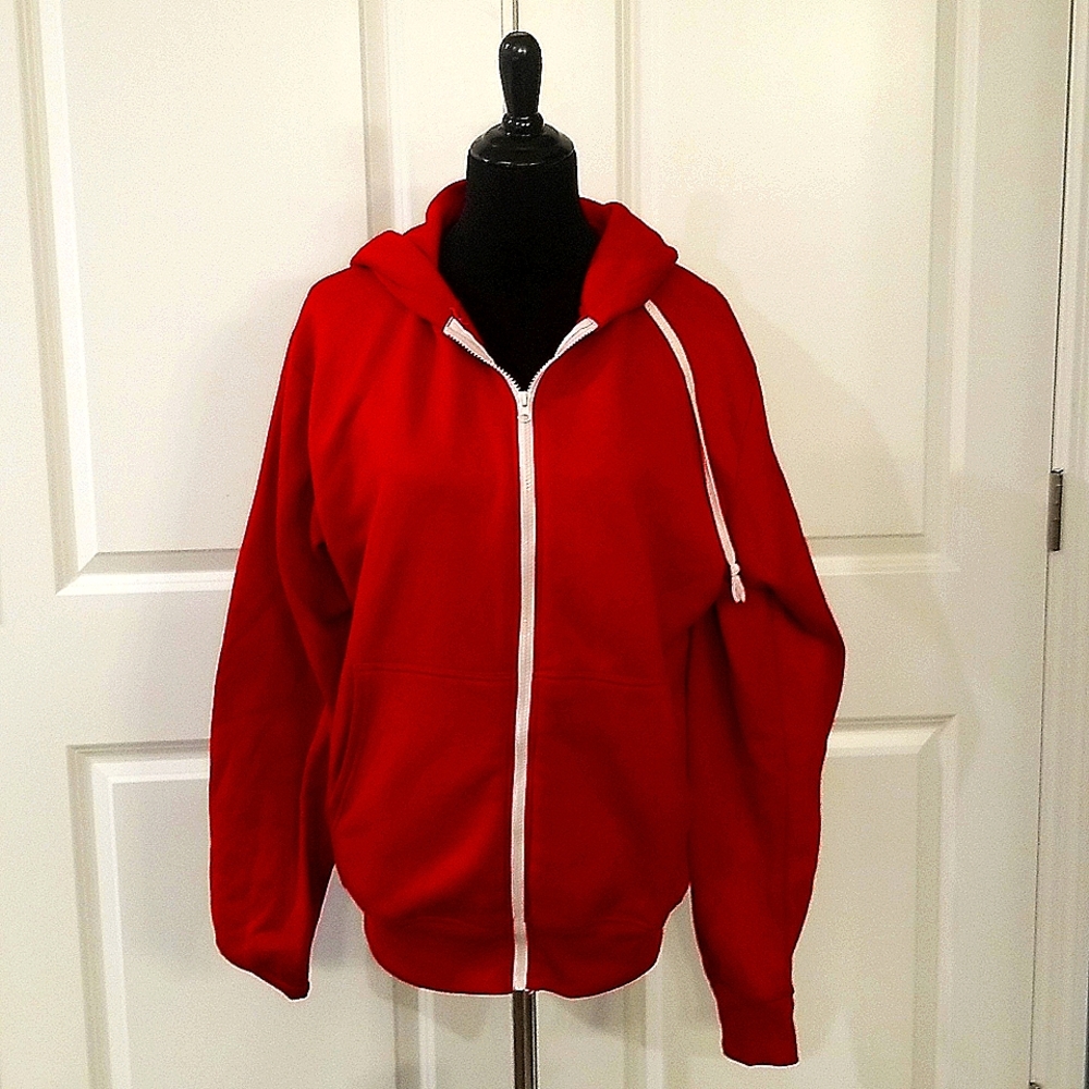 3XL but fits like a 2XL, Bright Red Zip Up Hoodie. BUNDLE TO SAVE!